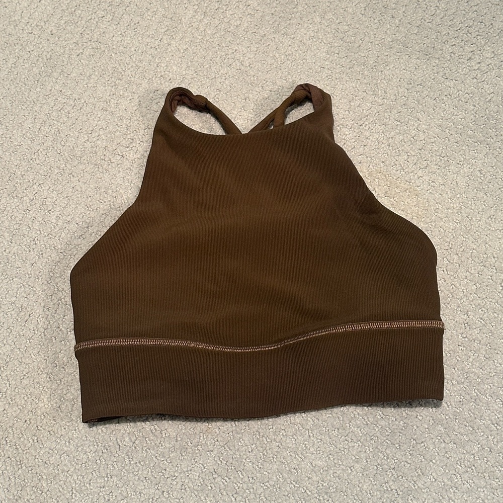 Brown High Neck Crop Top - Lululemon